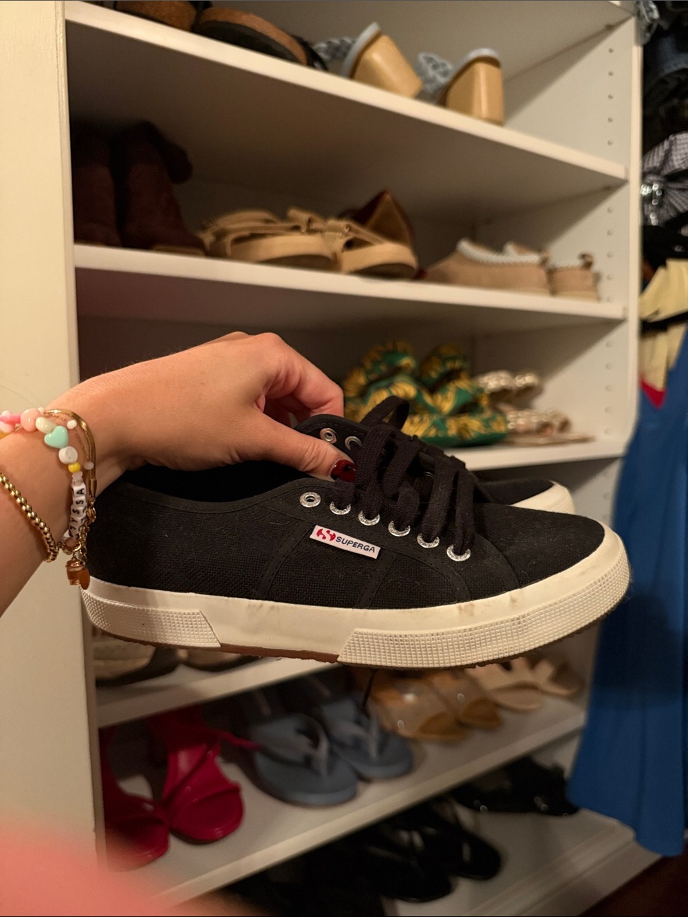 Superga Black Canvas Low-Top Women's Sneakers with White Sole